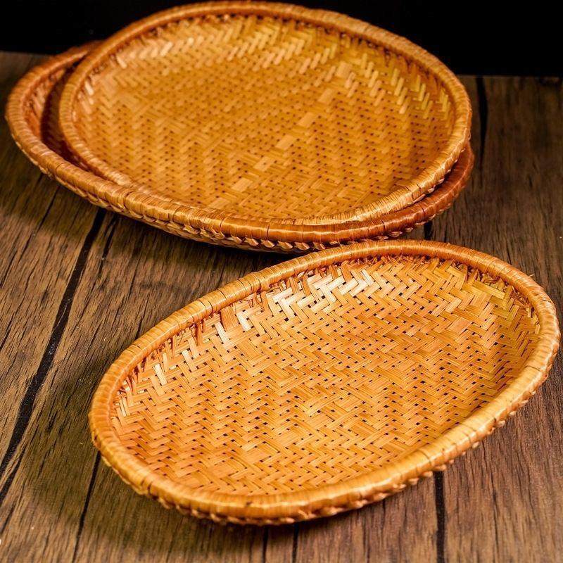 竹菜篮子手工制品竹编簸箕烟熏椭圆形篮子水果蔬菜沥水收纳家用零,特色手工艺,竹编/竹雕,淘宝优惠券,粉丝福利购,淘宝优惠卷