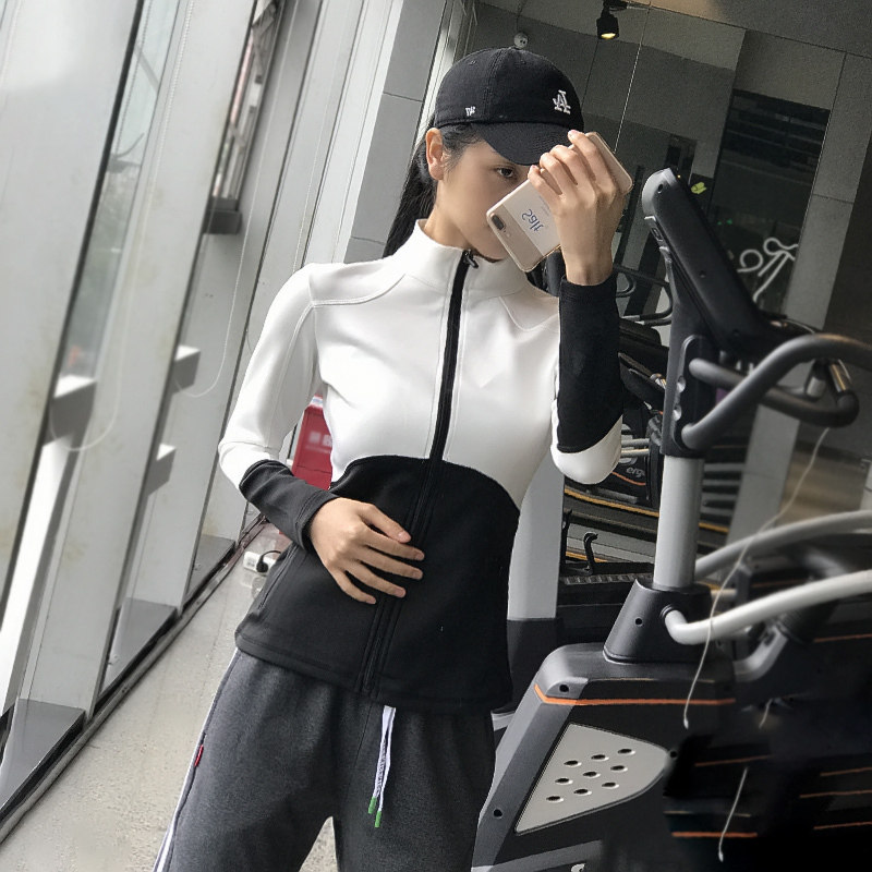 立领运动外套女ins潮长袖拉链瑜伽服秋冬款跑步健身速干休闲夹克