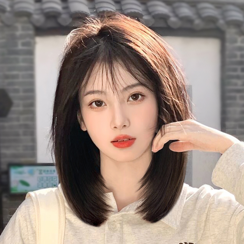 假发女长发2021自然全头套锁骨发适合圆脸发型短发时尚新款假发套