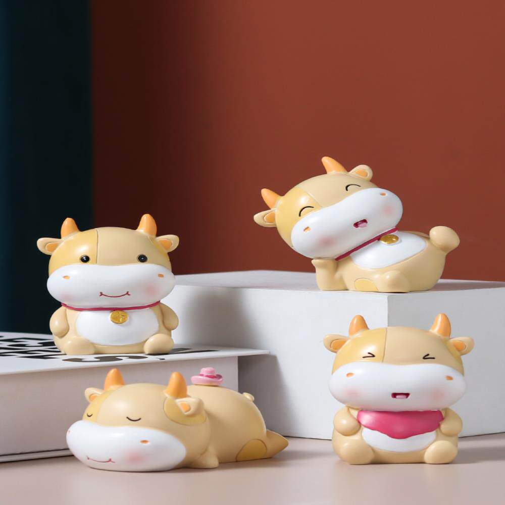 2021新年卡i通生肖萌牛年可爱小动物儿童房桌面装饰品摆件创意礼