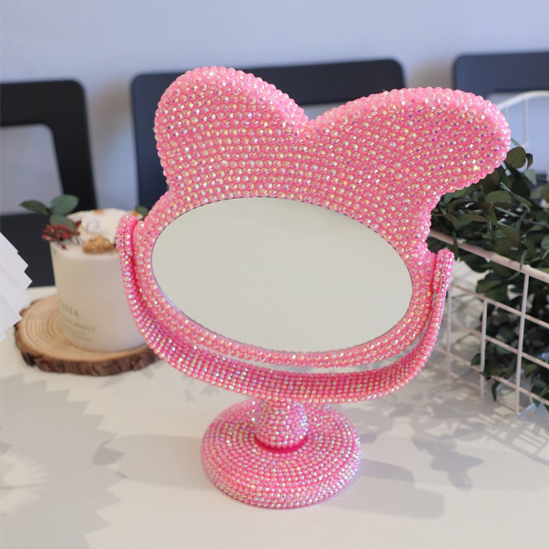 镜子KT可爱风贴钻梳妆镜学校宿舍梳妆台小桌面镜化妆镜节日伴手礼