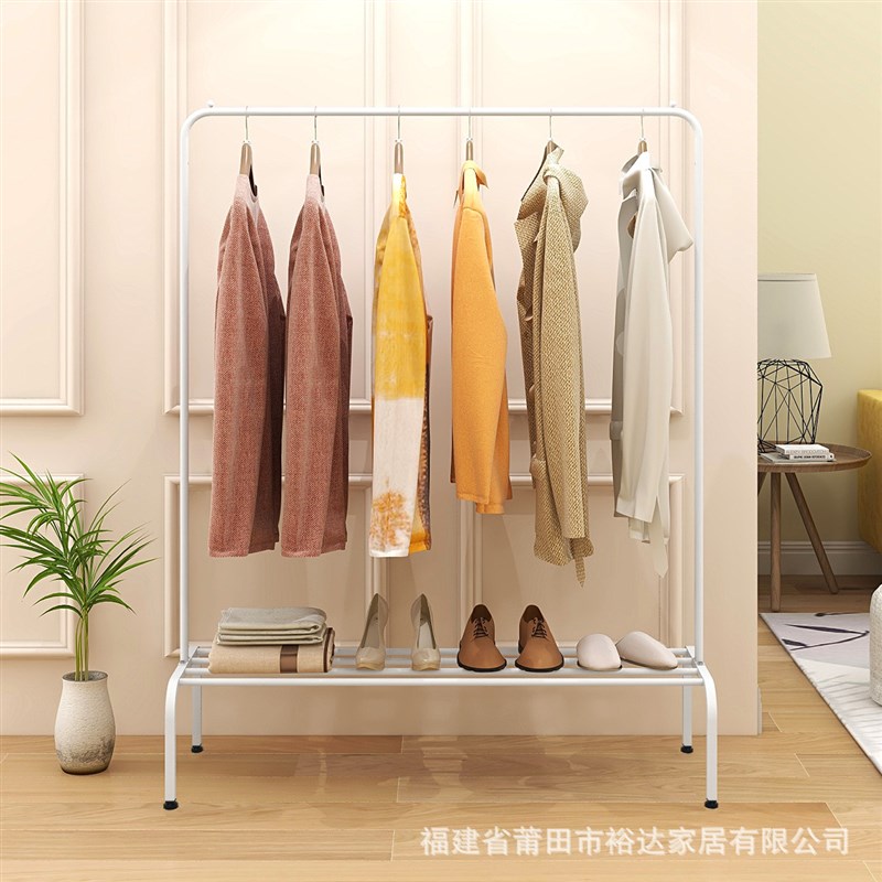 加粗钢管落地式衣架 卧室阳台铁艺晾衣架 可移动服装展示架