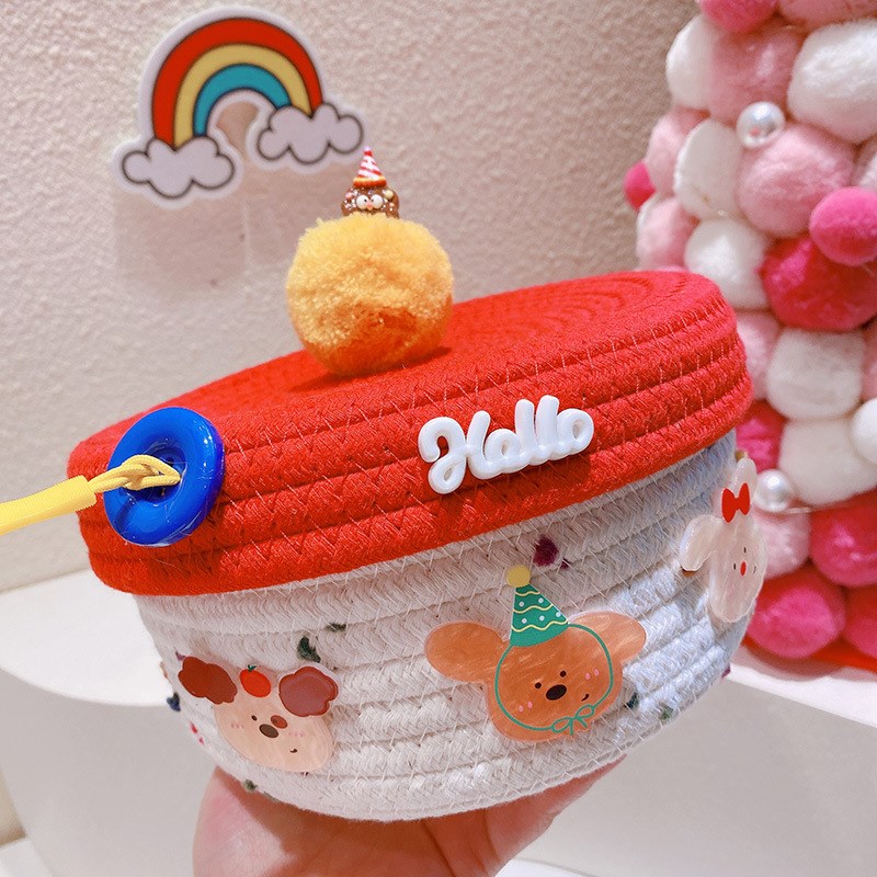 HD10164红色氛围圣诞快乐可爱少女家居桌面卧室收纳桶整理收纳筐