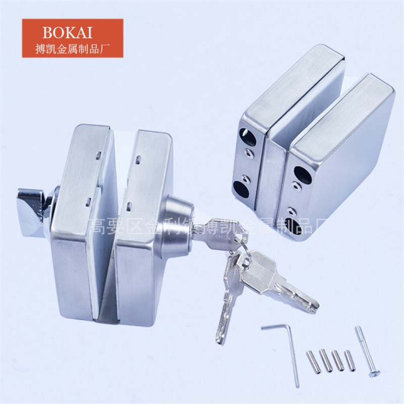 方形玻璃门锁单双中央门锁无框不锈钢办公室门执手锁方形面板门锁