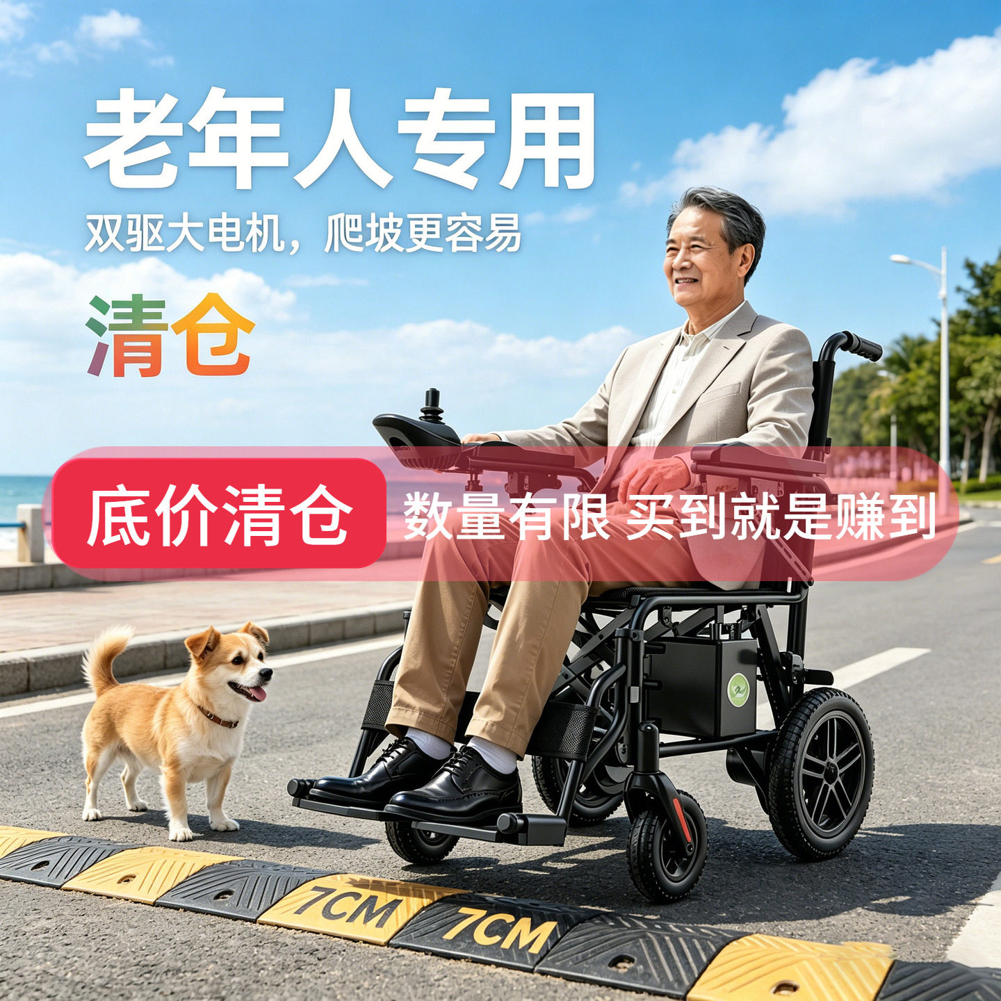 【清仓】九圆电动轮椅车老人专用代步智能全自动折叠方便车载轻便
