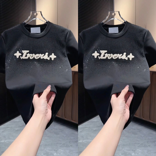 百搭休闲短袖 潮流纯色气质洋气字母圆领T恤男士 时尚 2025秋冬新款