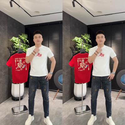 秋冬加厚烟花男士短袖T恤打底