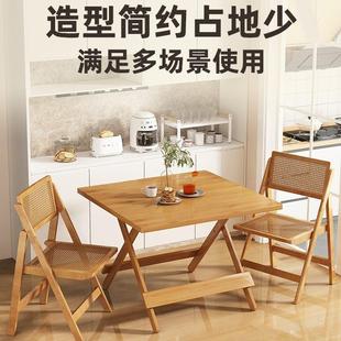 折叠桌餐桌家用吃饭简易便携饭桌小户型出租房小桌子方桌实木圆桌