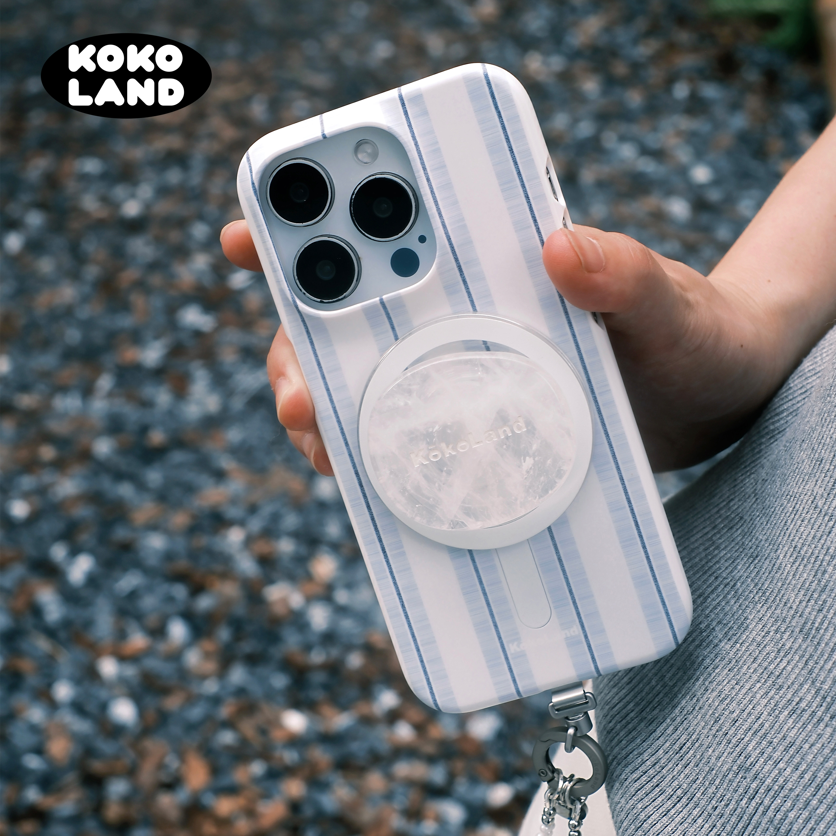 kokoland海盐马德里艺术硬壳16promax小众ins风手机壳挂链适用苹果原创磨砂15promax14p13p