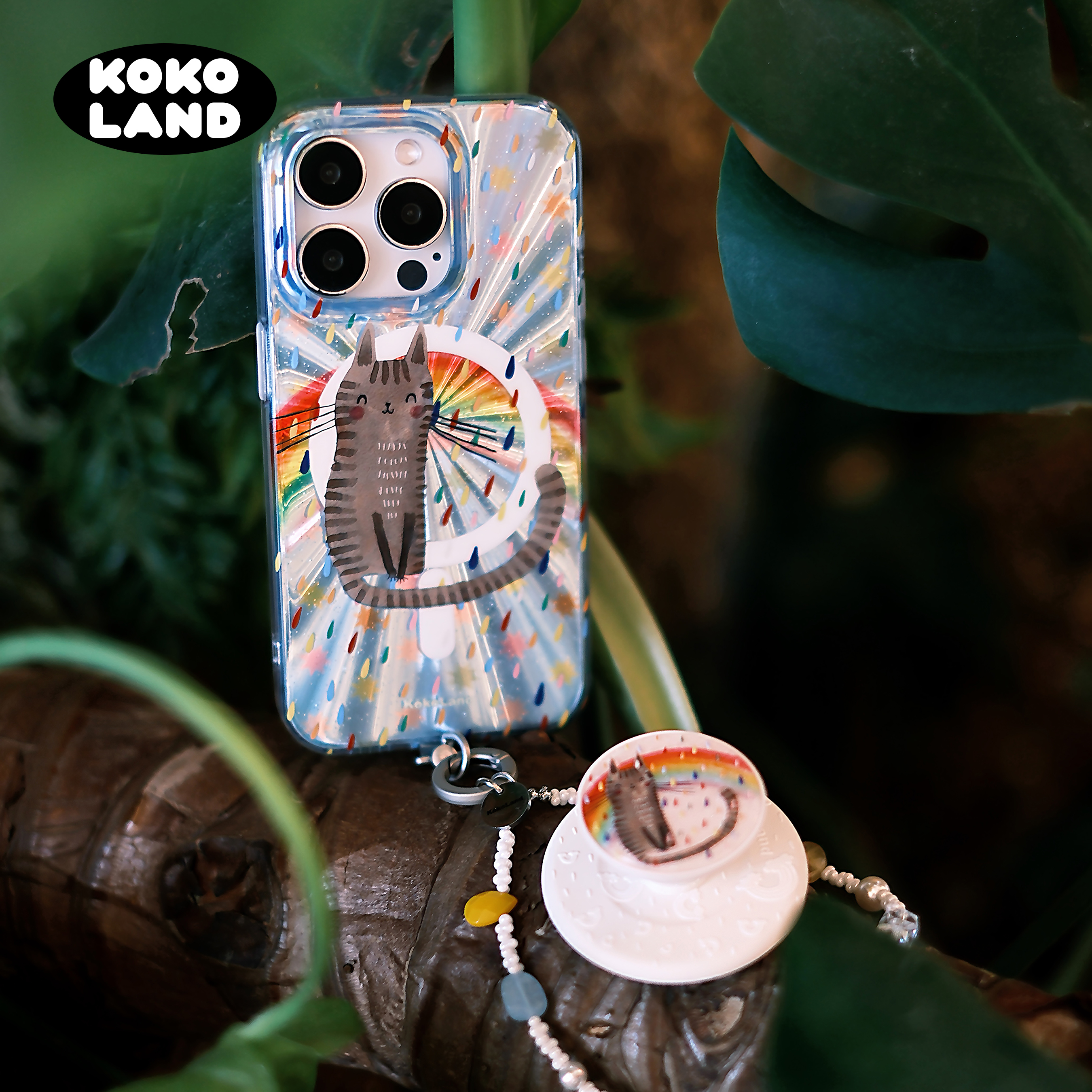 KokoLand彩虹猫双层imd艺术小众高级磁吸亮面手机壳16promax适用于苹果手机壳15pro保护套14原创
