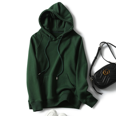 牛油果绿色卫衣女2023年新款加绒加厚韩版宽松连帽上衣打底外套潮
