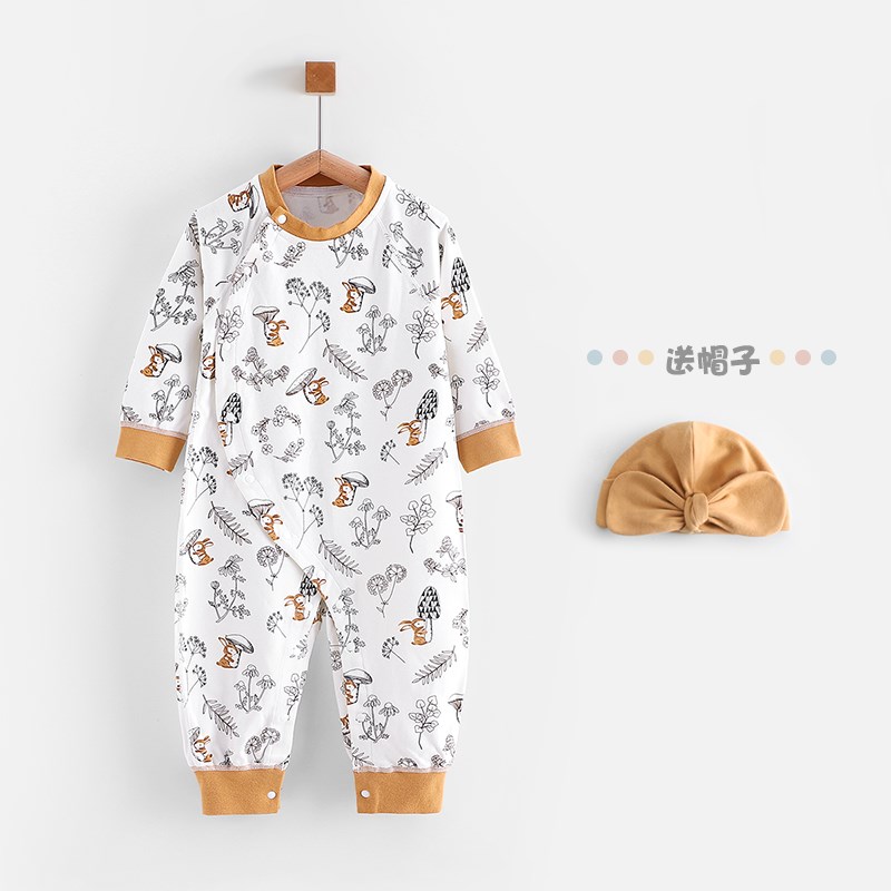 梦幻娃新生儿宝宝连体衣纯棉春秋冬季外出哈衣婴儿衣服秋冬套装