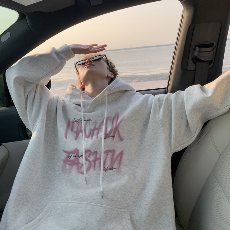 600G重磅纯棉连帽卫衣男秋季美式字母打底衫情侣百搭宽松外套潮流