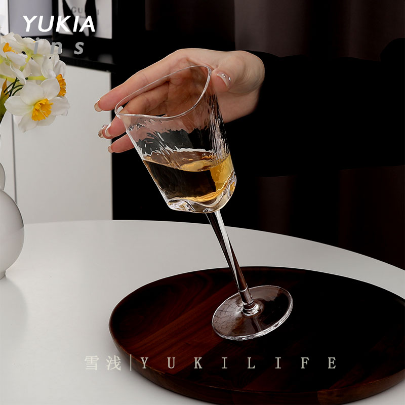 日薄花房绽 麦浪春风轻中古杯高脚杯锤纹三角葡萄酒红酒杯水晶