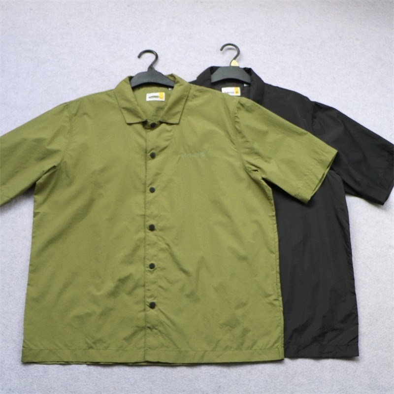 外贸23夏季新款男士潮牌防撕裂速干防晒工装衬衣户外运动短袖衬衫