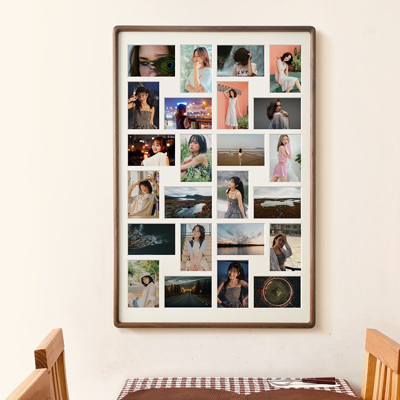 实木多宫格相框放六寸三寸洗照片打印图diy定制做成情侣4R挂墙
