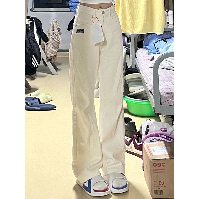 300斤胖mm设计感白色牛仔裤女夏季大码女装窄版女裤显瘦阔腿裤子
