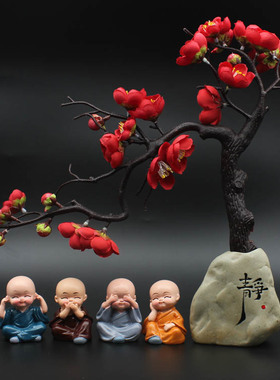 创意中式禅意和尚摆件家居装饰工艺品客厅玄关办公室桌面人物摆设