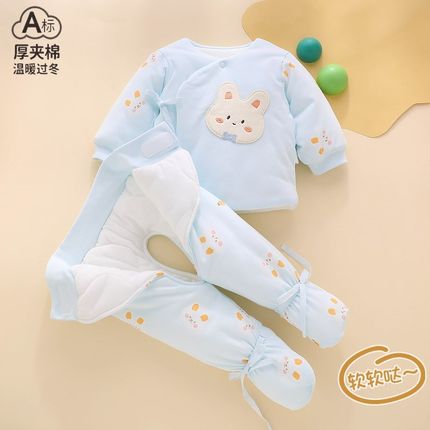0一3月婴儿套装秋冬季6新生初生棉袄分体52码Q衣服刚出生小孩棉衣