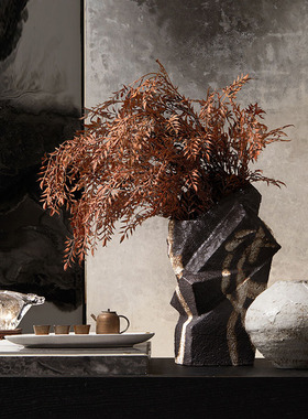 现代新中式复古不规则陶瓷花瓶摆件样板间客厅办公室桌面装饰组合