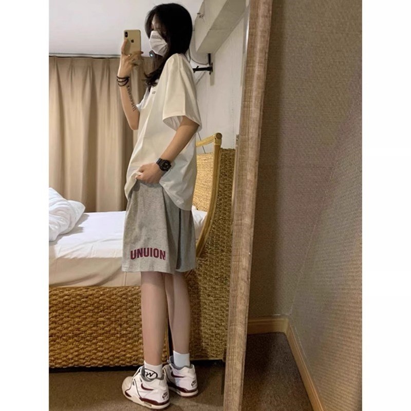 特大码300斤短裤男女装夏季宽松潮流印花百搭运动休闲五分中裤子2