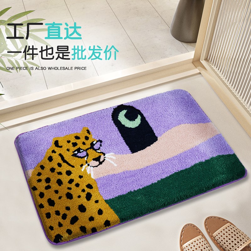 植绒柔软加厚浴室防滑吸水地垫家用门口踩脚垫地毯门垫进门地垫