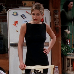 Friendsforever老友记瑞秋同款老钱风黑色气质POLO裙