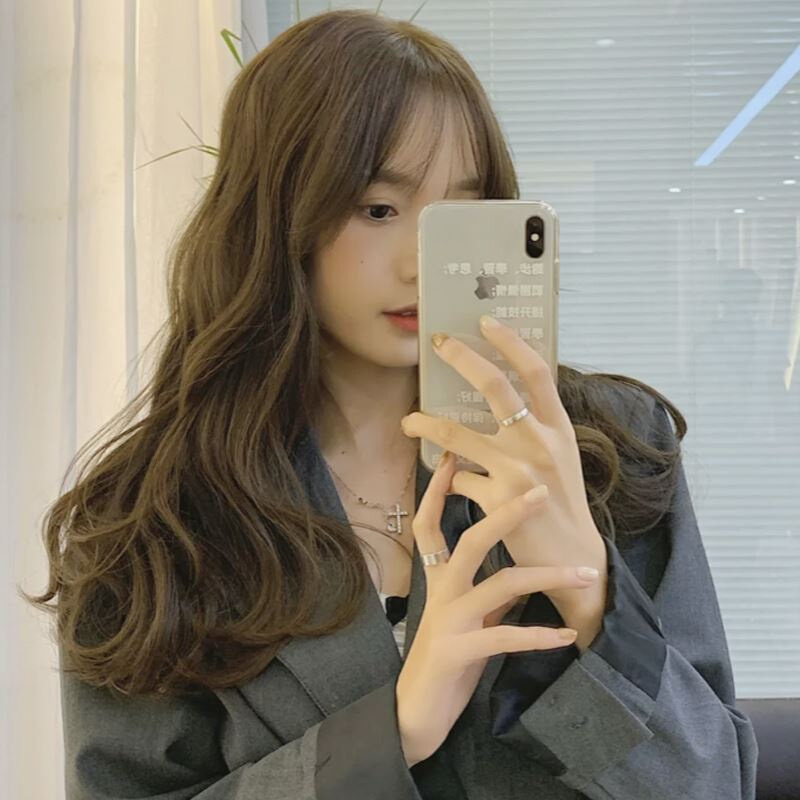假发女中长发微卷大波浪空气刘海自然水波纹卷少女云朵卷全头套式