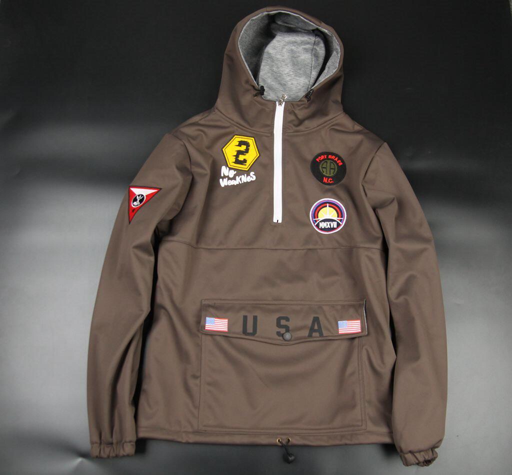 复合软壳面料男士户外贴布绣微潮套头款软壳衣 1313