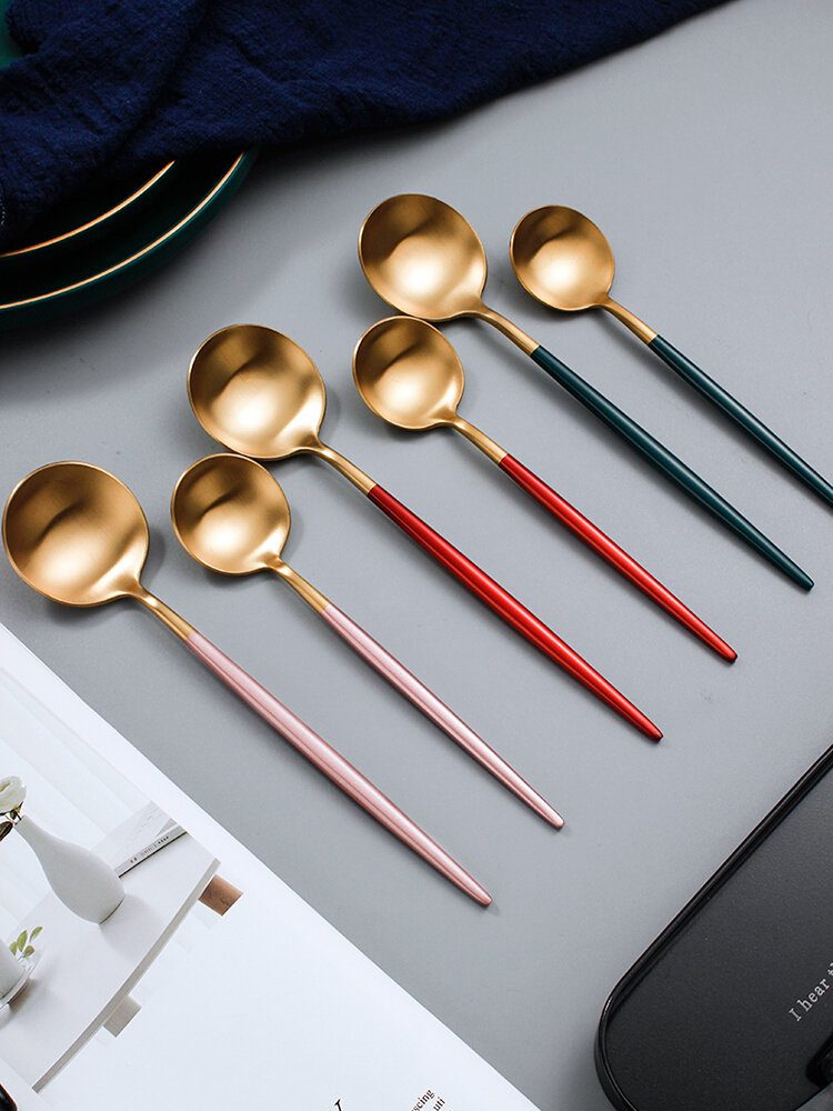 勺子家庭2021新款汤勺家用高档精致网红高级感干饭勺圆勺磨砂汤匙