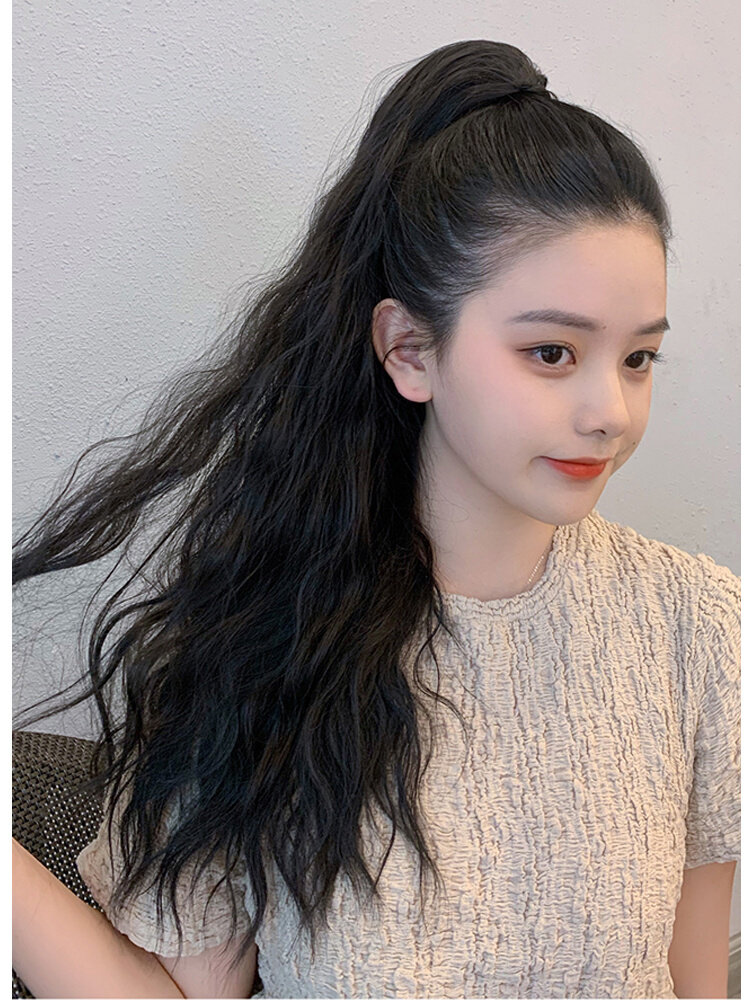 假发女长发马尾抓夹大波浪网红高发型长卷发绑带式玉米烫长发辫子