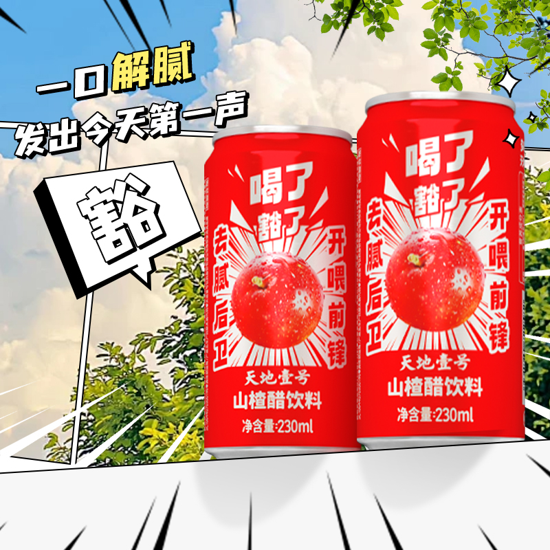 天地壹号山楂醋饮料酸酸甜甜清爽好喝聚会聚餐网红休闲饮品整箱