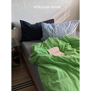 加州旅馆/ins混搭水洗棉床上四件套全棉纯棉床单笠被套三件套床品