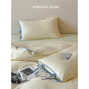 柠檬起司 ins博主风绑带枕套四件套纯棉全棉床单被套床笠床上用品