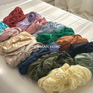 16色可选纯棉全棉色织水洗棉多巴胺床垫保护套 单品床单床笠