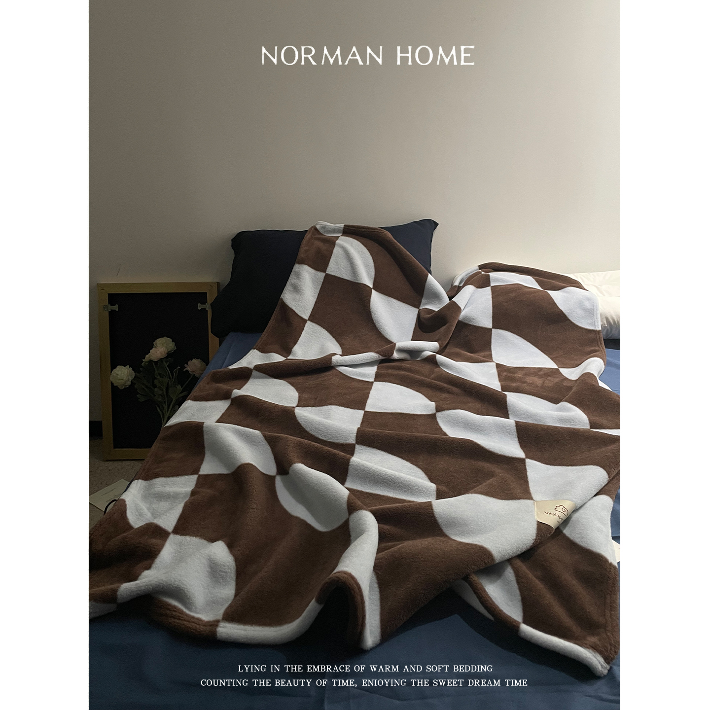 秋冬复古格子牛奶绒毛毯午睡盖毯