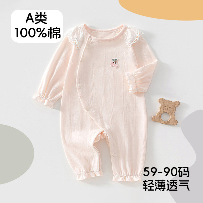 婴幼儿小公主衣服小月龄女宝宝外穿连体衣夏薄款纯棉a类空调服新图片
