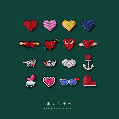 手工刺绣爱心胸针高档精致