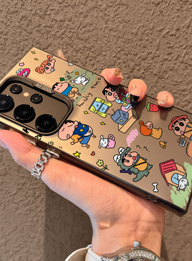 适用于三星s24ultra手机壳新款s23ultra全包防摔s22个性高级感s21渐变磨砂galaxy蜡笔小新男女款卡通外壳可爱