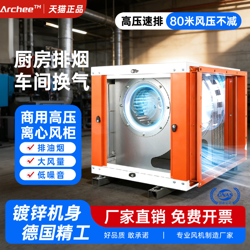 高压风柜厨房排油烟工业通风大吸力耐高温离心风机商用静音380v