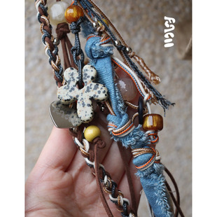 FUNCOO原创天然石纯手工编织串珠流浪风复古配饰牛仔流苏包包挂件