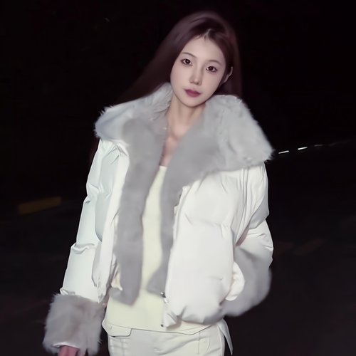 超百搭毛毛领拼接羽绒服