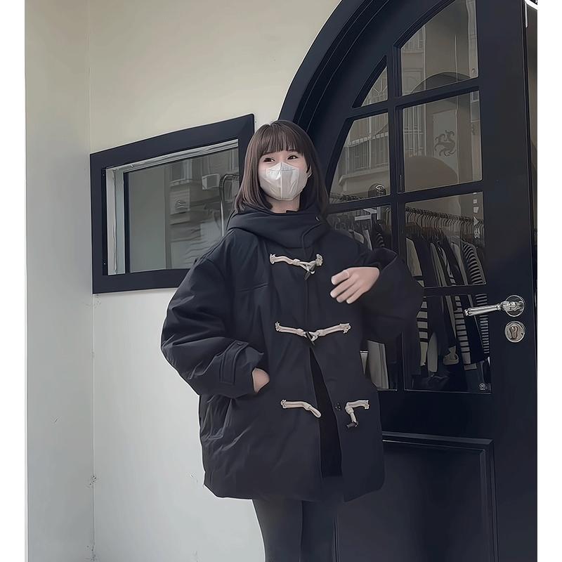 2025新款牛角扣中长款羽绒服