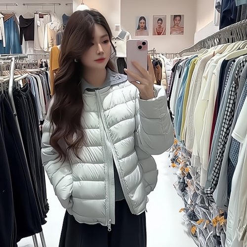 超百搭短款轻羽绒服拉链时尚简约