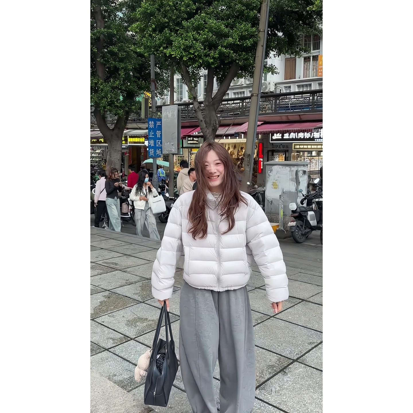 韩系简约立领90白鸭绒加厚羽绒服