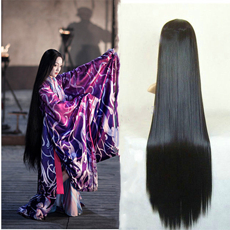 古装造型假发黑色汉服高温丝新款古风长披发套直发补发量画皮头套