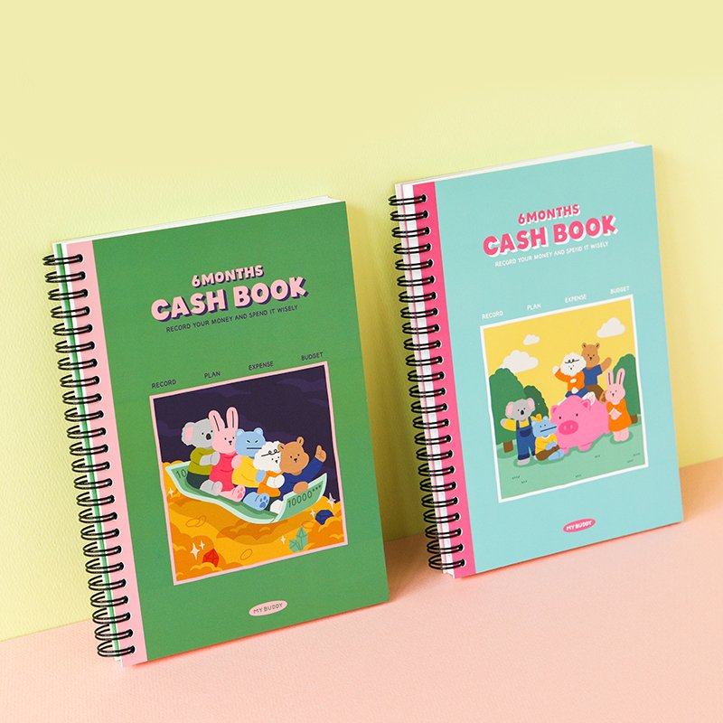 韩国dailylike可爱插图6个月家庭个人理财记账本线圈现金收支手帐