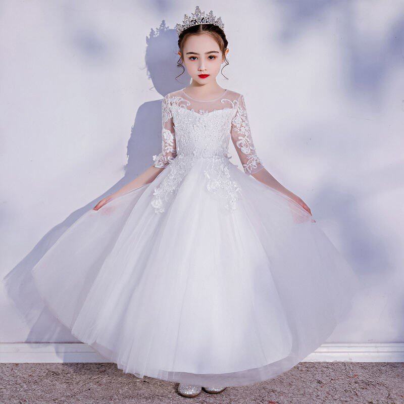 女童12岁圆锁公主裙高端走秀礼服小女孩花童婚礼主持人钢琴演出服