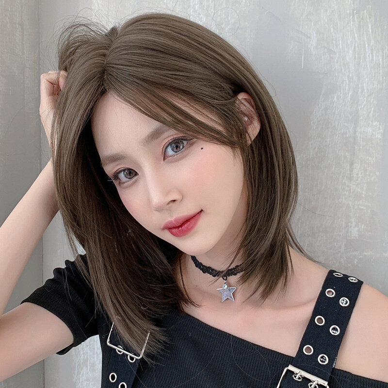 假发女中长发修脸短直发全头套自然网红内扣锁骨短发造型逼真发套
