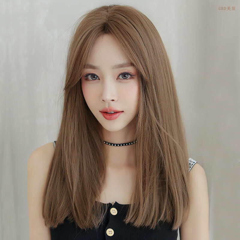 假发女长发逼真头套中分刘海直发全头套式自然韩版网红时尚锁骨发